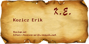 Kozicz Erik névjegykártya